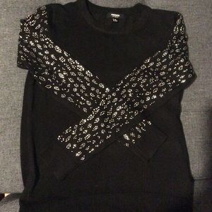 Black bedazzled sleeve sweater size xs